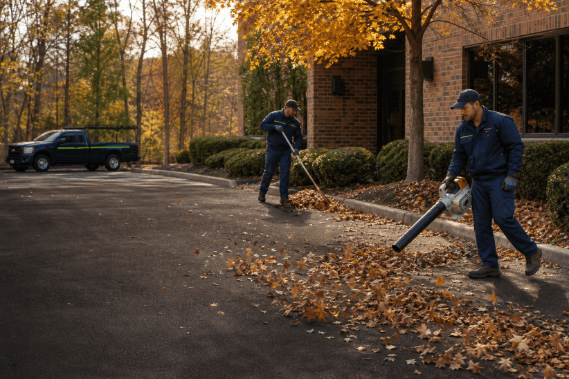 Commercial seasonal leaf cleanup